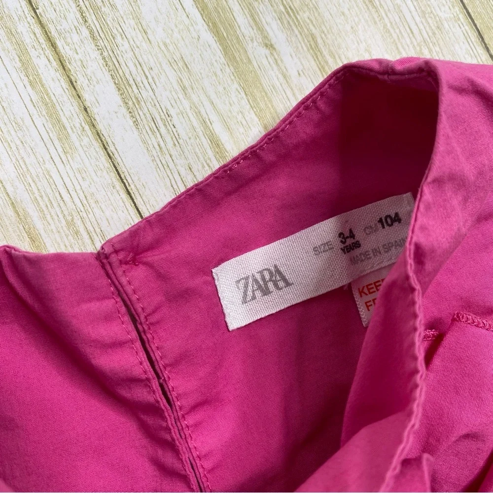 Zara Kids Pink Floral Poplin Dress